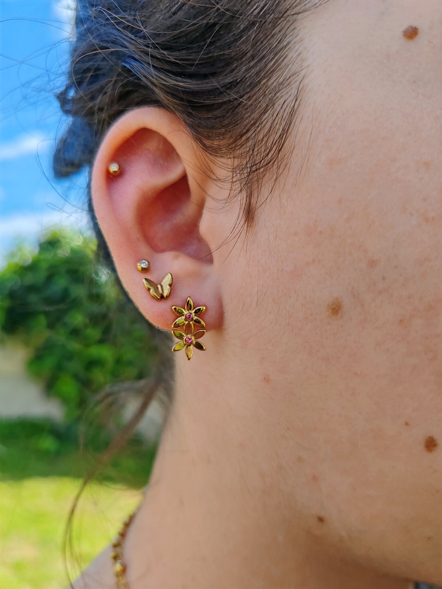 BOUCLES D'OREILLES FLEURS DE ROSÉE
