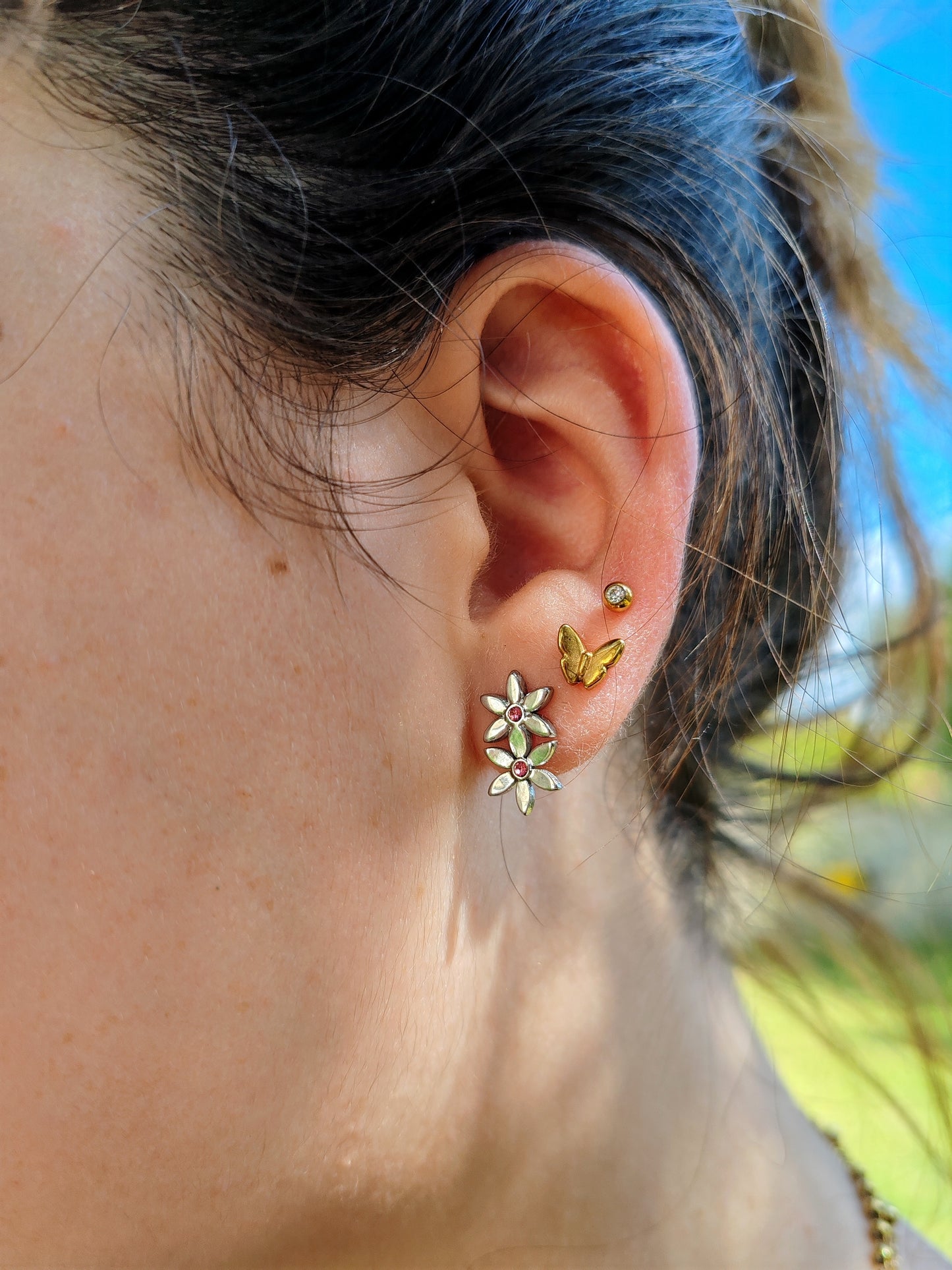 BOUCLES D'OREILLES FLEURS DE ROSÉE