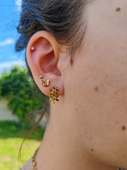 BOUCLES D'OREILLES FLEURS DE ROSÉE